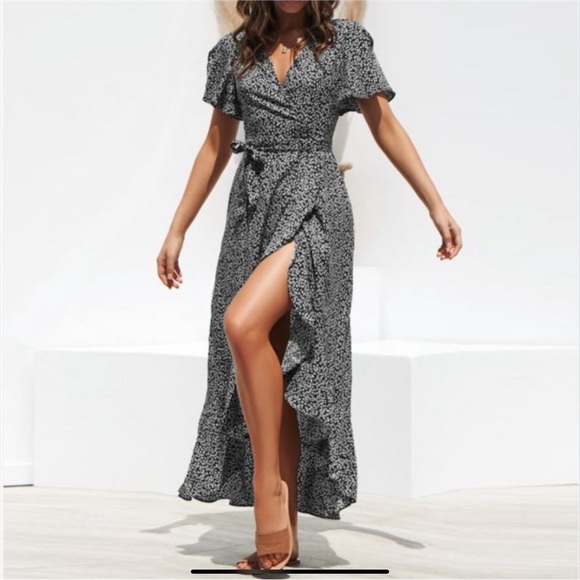 FLORAL RUFFLED WRAP DRESS - Picture 3 of 7